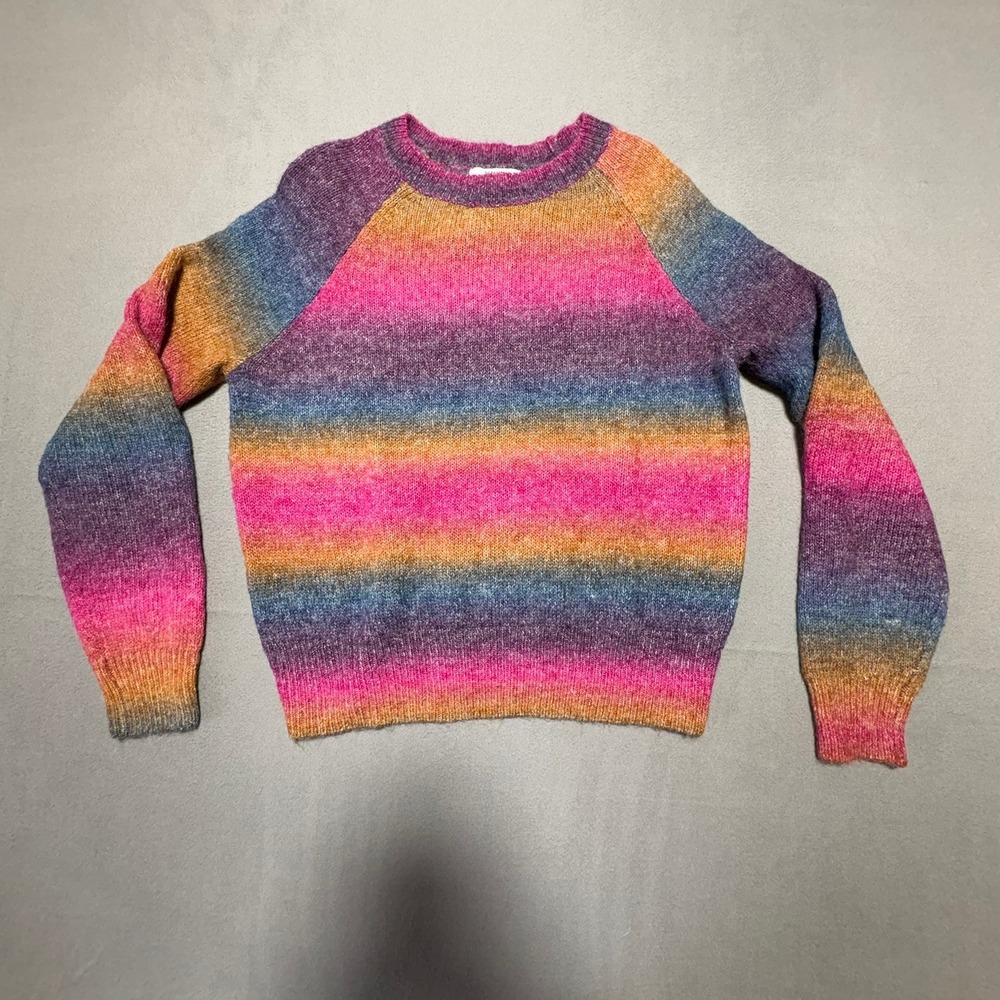 BB Dakota Steve Madden Rainbow Ombre Knit Sweater Pink Blue Wool Blend Medium